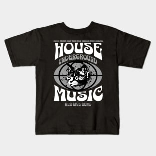 HOUSE MUSIC  - Underground Cat (white/grey) Kids T-Shirt